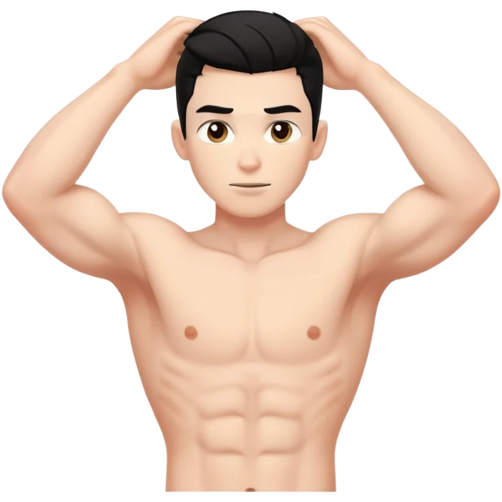 shirtless male athlete with white skin and slightly wavy black hair on top with shaved sides emoji
