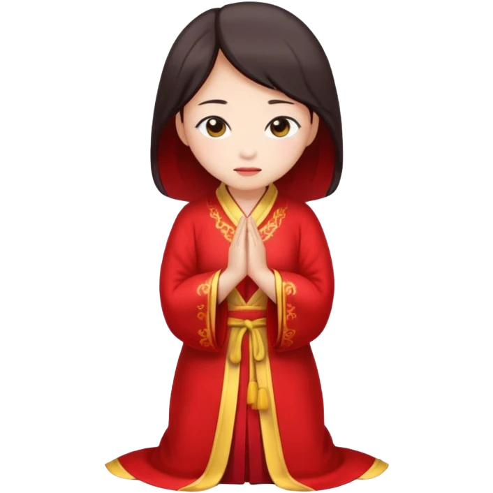 Chinese lady bowing in red robe emoji