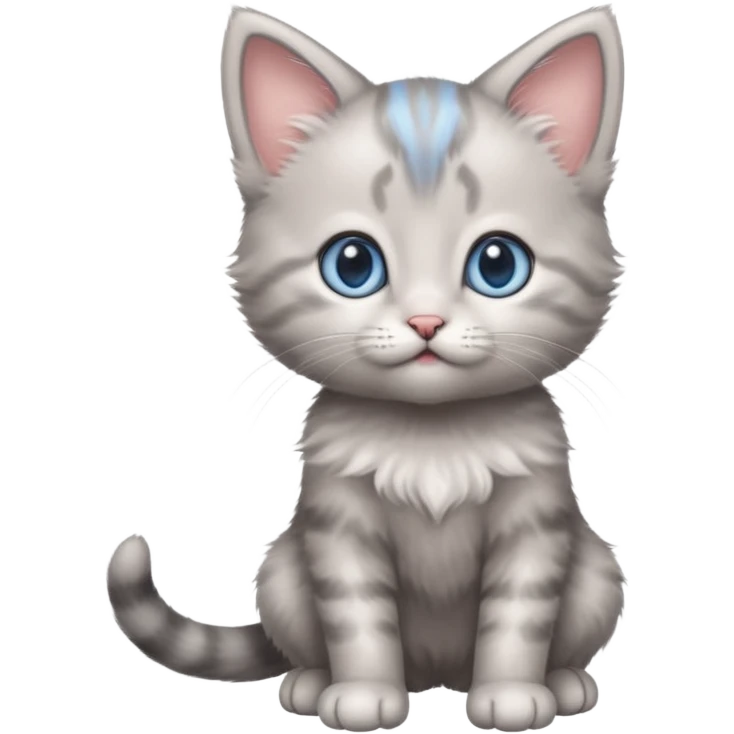 Cute blue eyed gray baby girl kitten standing on back legs emoji