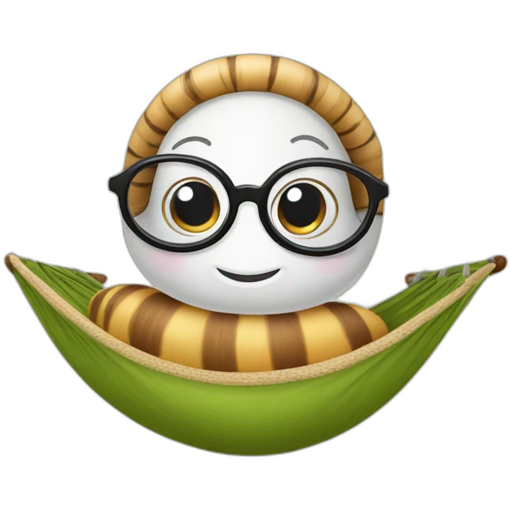 Female snail with glasses and a bun in a hammock emoji