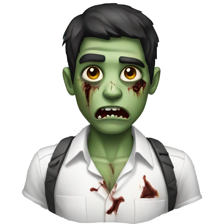 boy zombie with dark hair and white shirt emoji