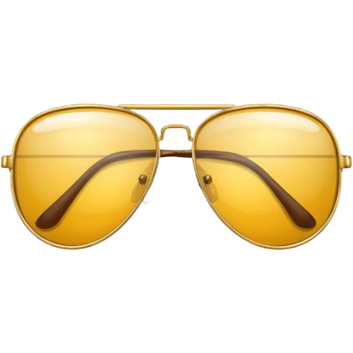 golden-yellow aviator Glasses, metallic frame with clear lenses, gentle highlights. only glasses. emoji