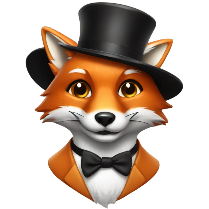 Fox with top hat emoji