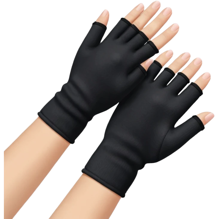 A pair of Black fingerless cotton gloves emoji