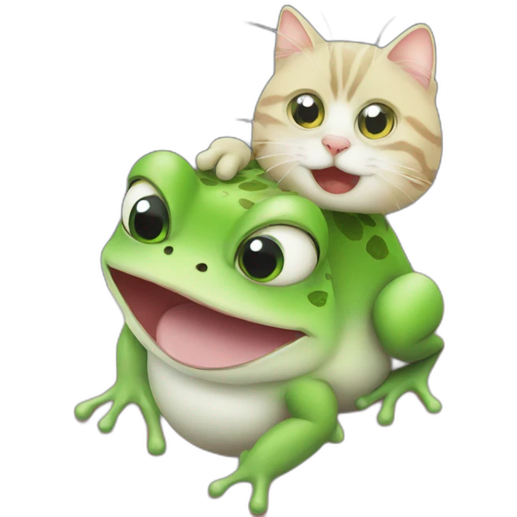 a frog with his best friend cat emoji