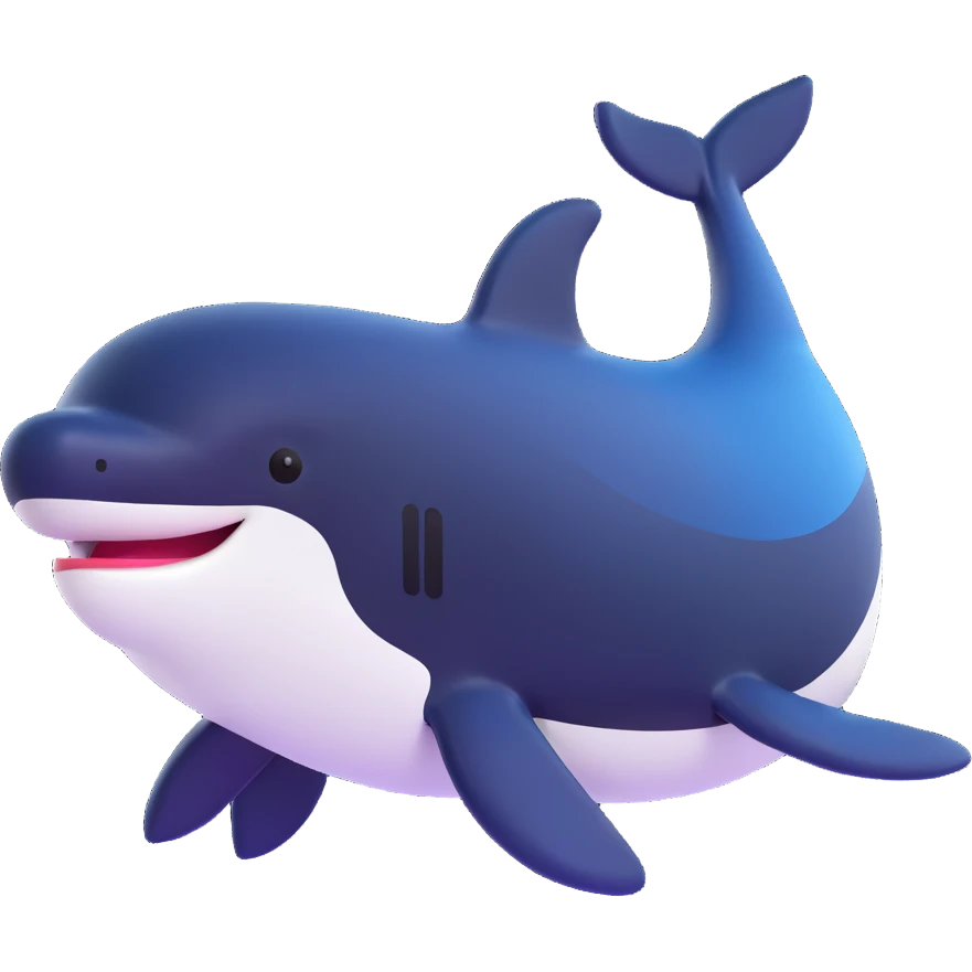 orca in a modern 3D emoji look emoji