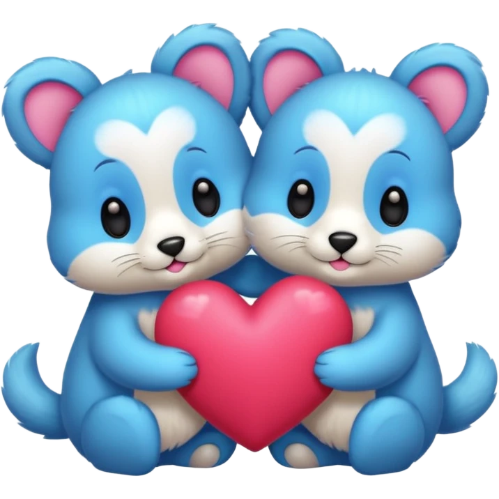 cute animals in love with hearts emoji