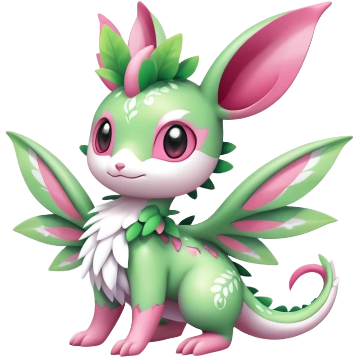 Shiny Exotic Cute Adorable Majestic Ethereal Sparkly Flygon-Sylveon-Shaymin-Hybrid-Creature with white pattern-markings emoji