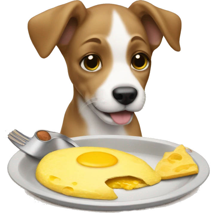 Puppy eating omelet emoji