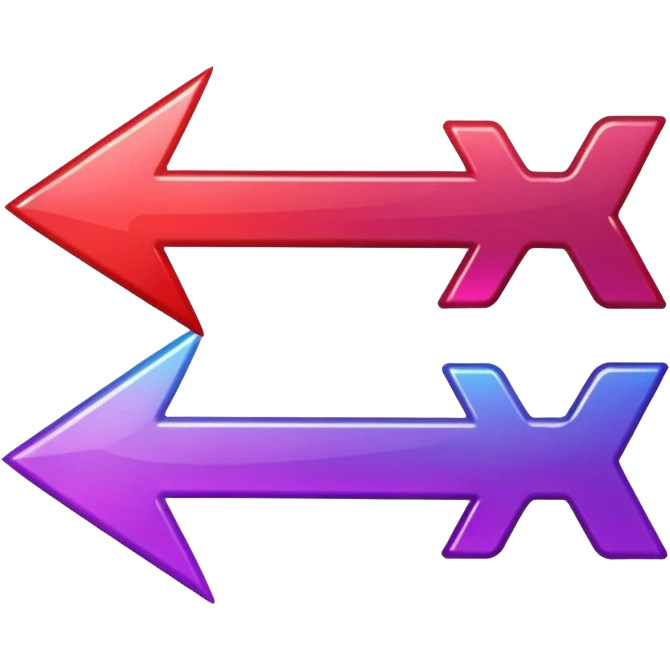 color gradient between red and purple glitter arrow emoji