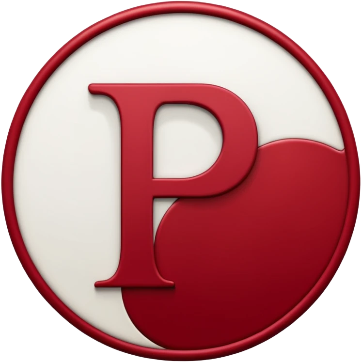 a letter F in white color surrounded with a circle deep red circle, the whole combination has a liquid texture to it and is giving the mackintosh vibes emoji