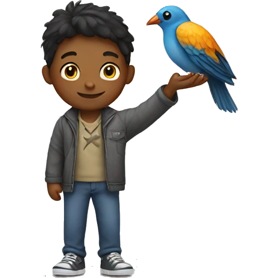 boy with bird in hand emoji
