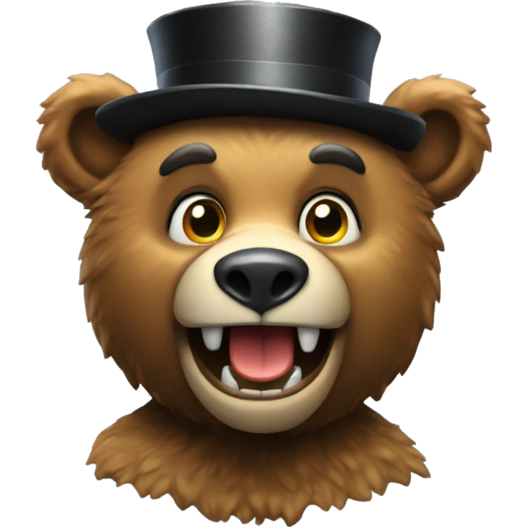 Animatronic bear with tophat emoji