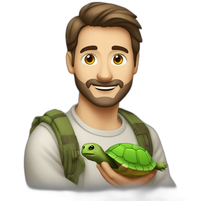 homme disant jonjpur a une tortue sur c’est 2 patte emoji