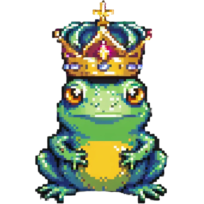 frog wearing a crown emoji