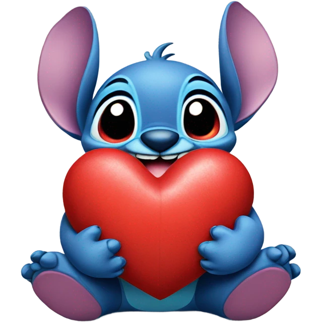 stitch holding a heart emoji