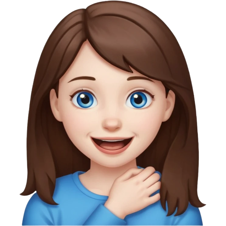 Girl smiling choking herself emoji