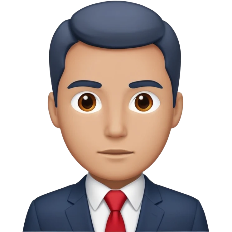 man wearing a dark blue-gray business suit with a white shirt and a red tie emoji