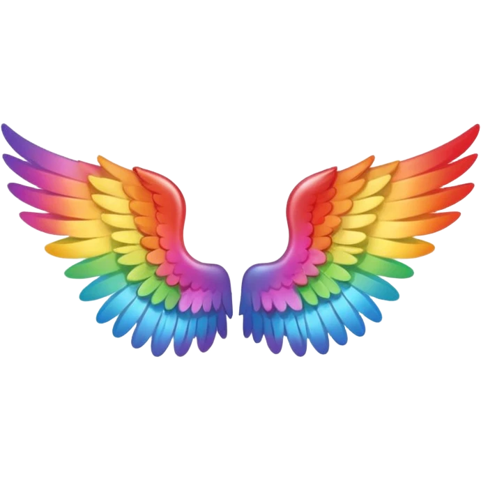 Simple tiny rainbow angel wings. Simple cute small left and right rainbow angel wings. Only wings. emoji