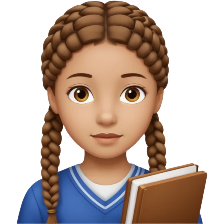 brown braid hair girl kid, student emoji