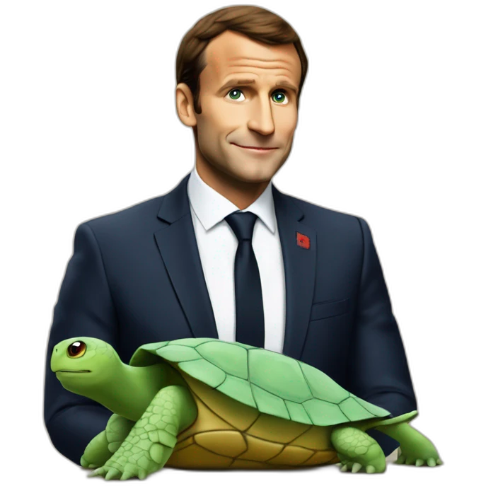 Macron sur une tortues emoji