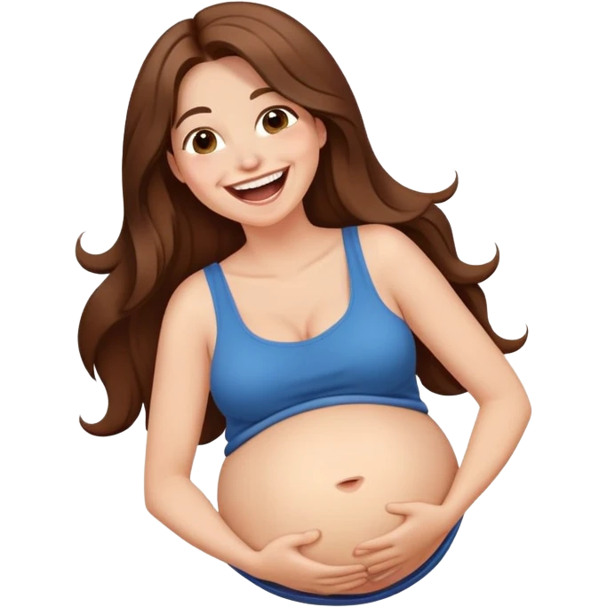 Long brown hair woman laughing so hard that she’s holding her belly emoji