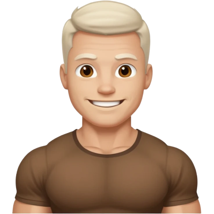 muscular man white skin, wear brown shirt emoji