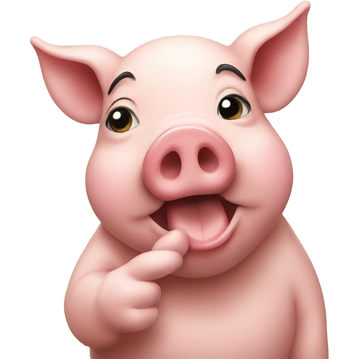 Pig blowing a kiss and a peace sign emoji