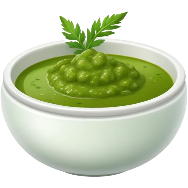 bowl of spicy green chutney with herbs emoji