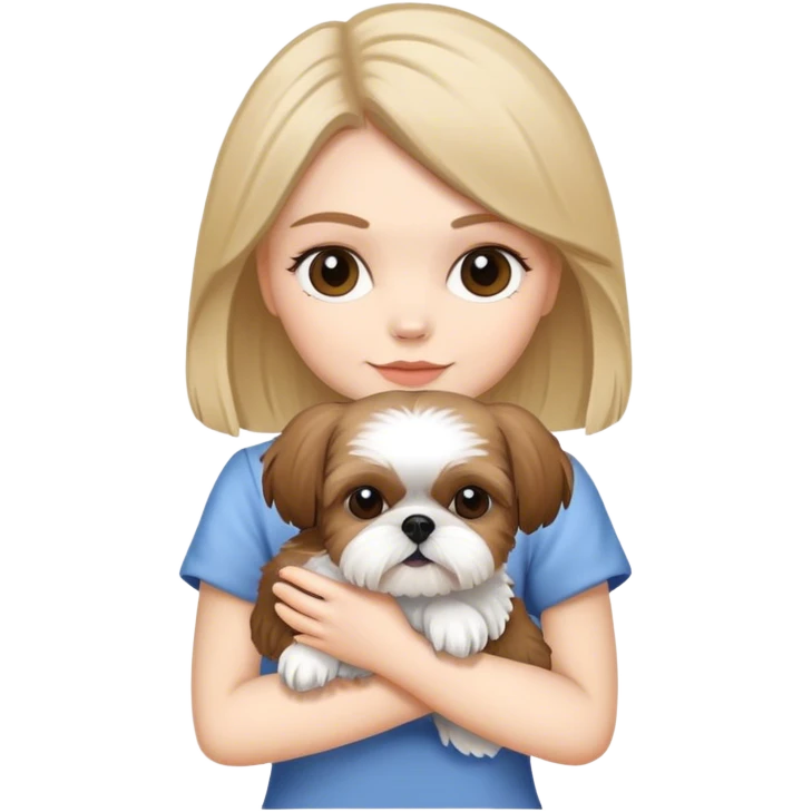 Woman holding her shih tzu emoji