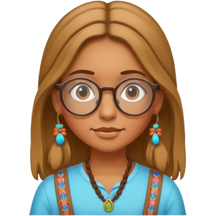 girl Hippie with glasses emoji