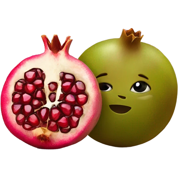 one kiwi and one pomegranate close to each other emoji