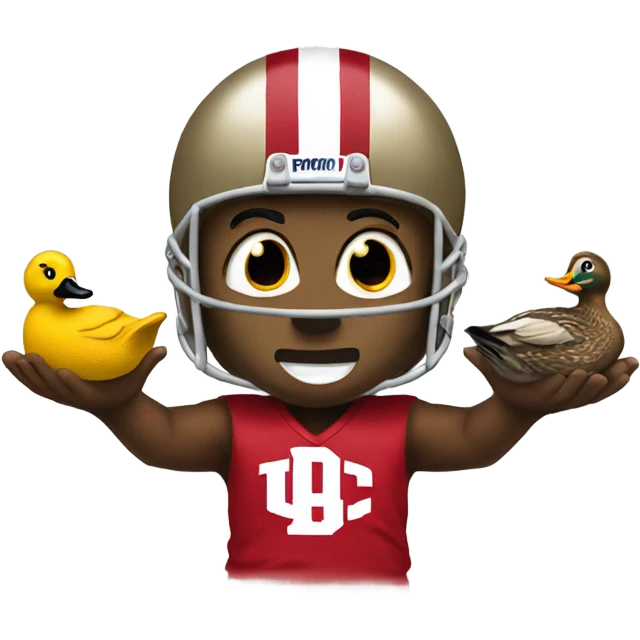 Brutus buckeye holding up ducks emoji