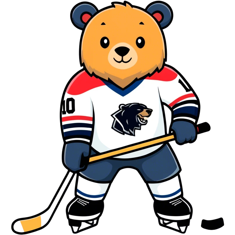 Black Bear wearing a Hockey jersey  emoji