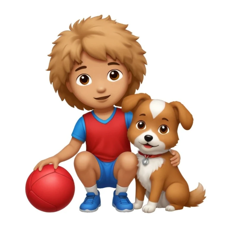kid and dog playing with ball emoji