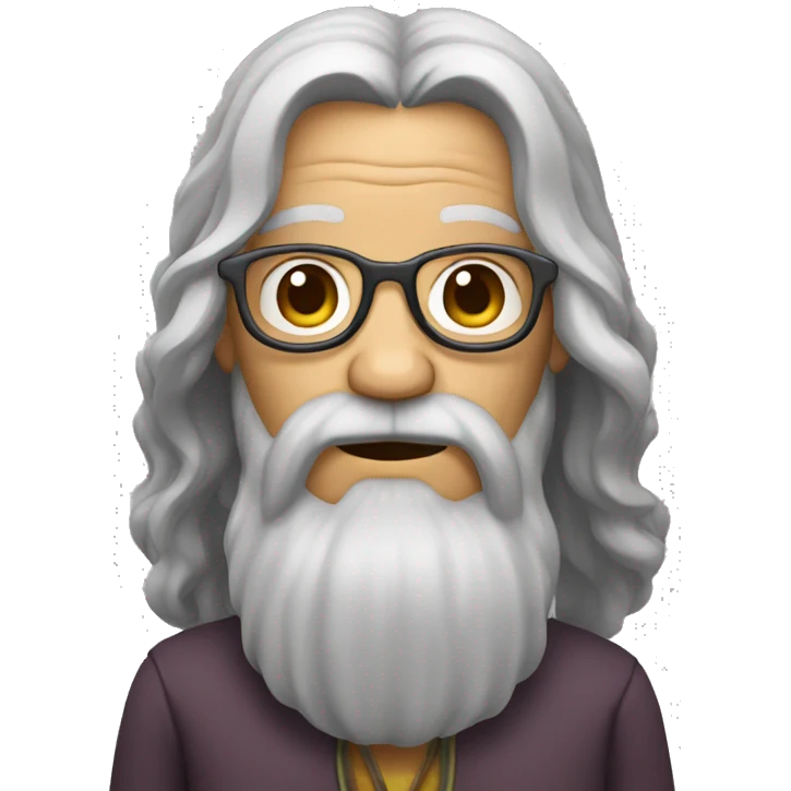 old hippie with long dark hair and a beard emoji