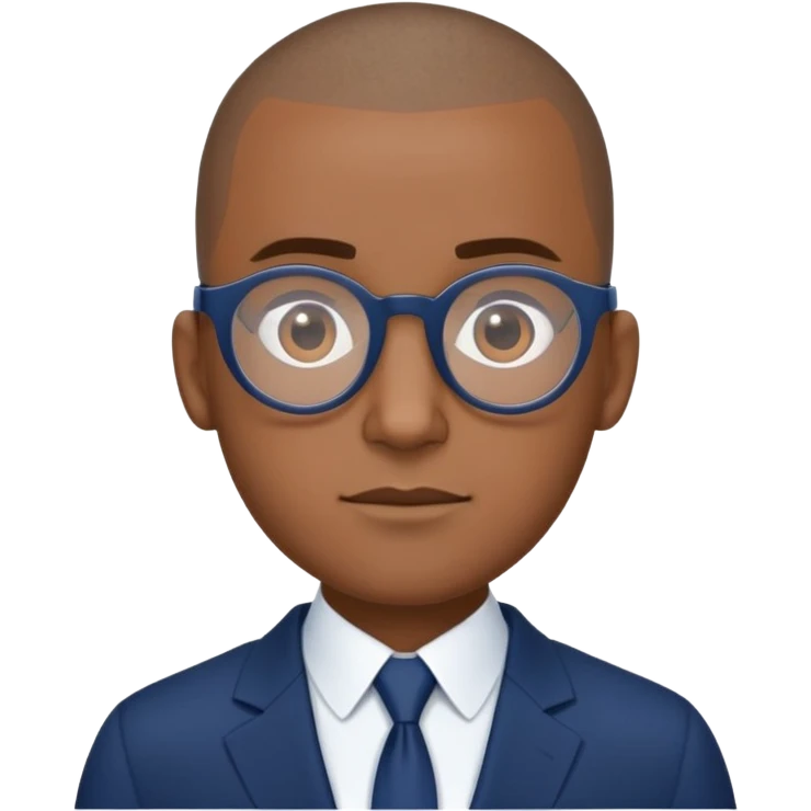 Buzz cut Puerto Rican male with oval head glasses and dark blue business suit  emoji