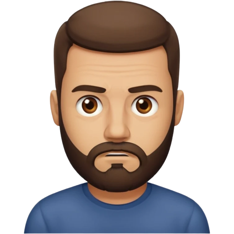 man, short hair, brown eyes, full beard, disgusted emoji