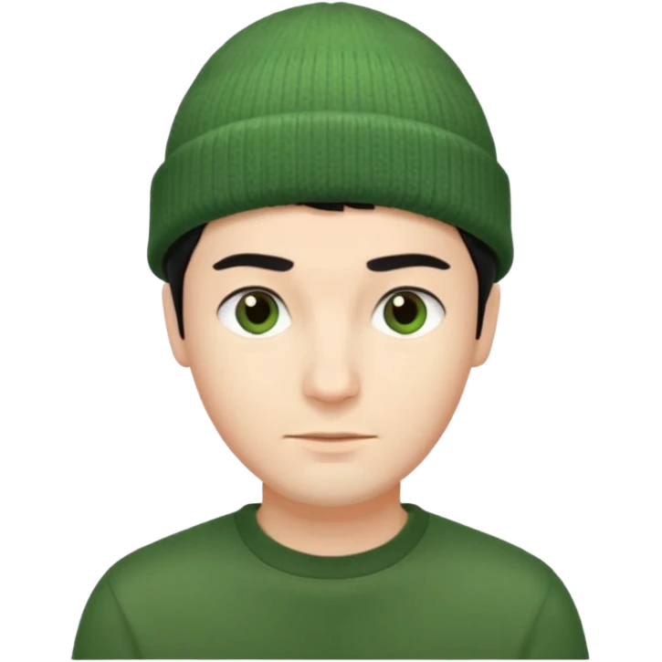 French man with short black hair wearing a green beanie, stylish look emoji