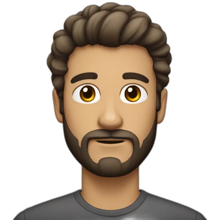 hombre con barba blanca y pelo corto moreno emoji