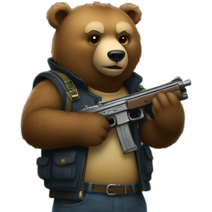 Bear holding a gun close up emoji
