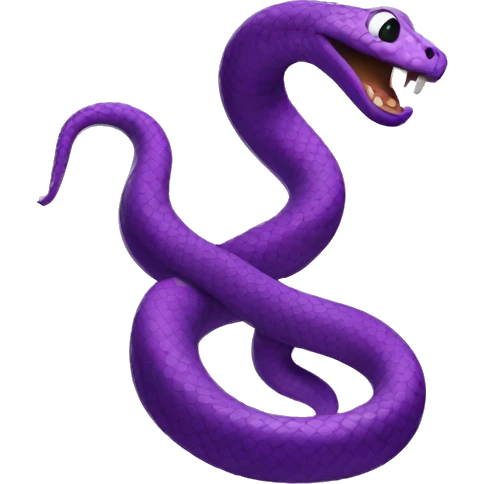 A purple snake dancing emoji