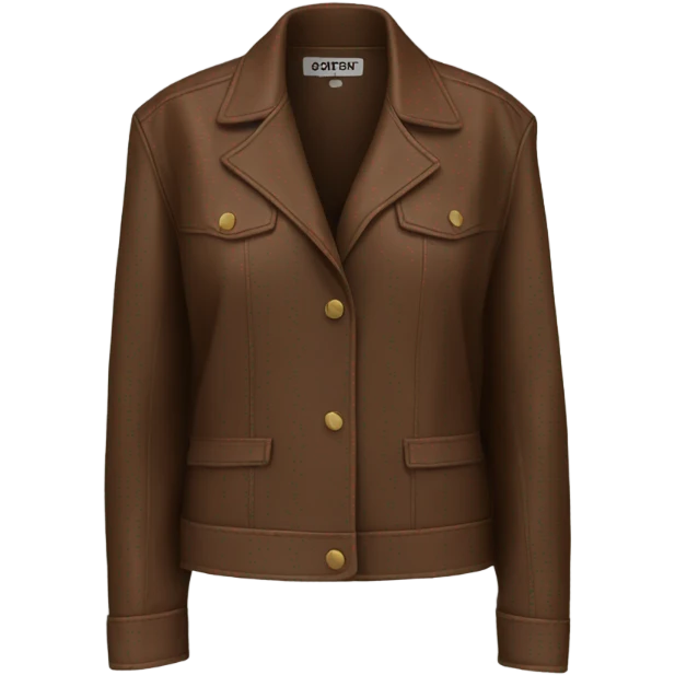 Brown oversize womens open button up leather jacket  emoji