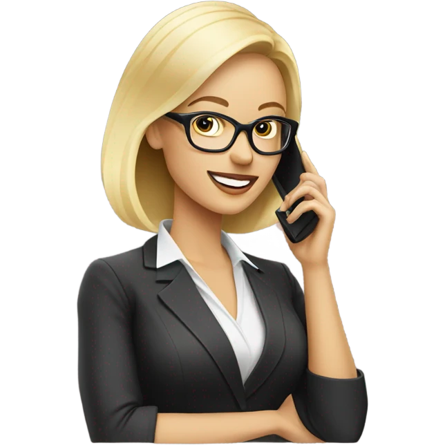 Elegant Blonde woman wearing glasses calling on cell phone emoji