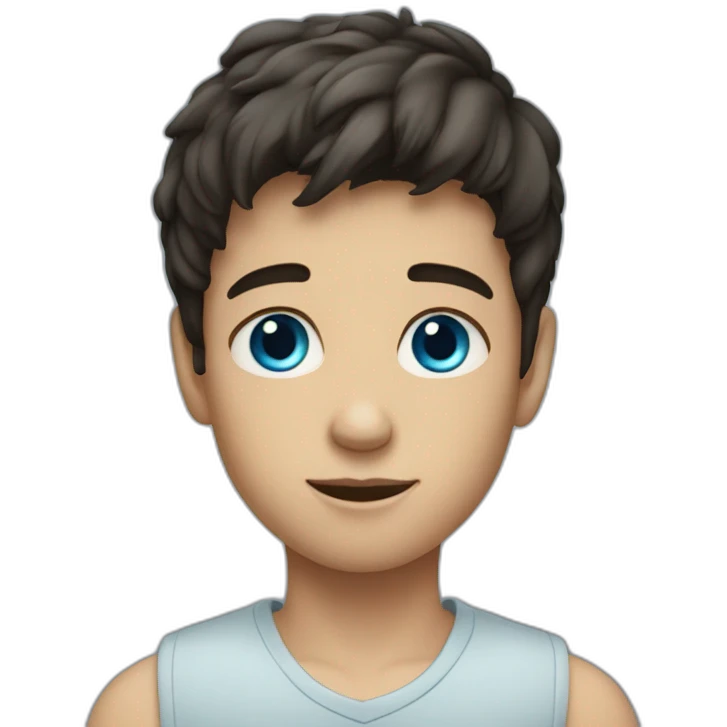 young boy with dark staight hair and blue eyes emoji
