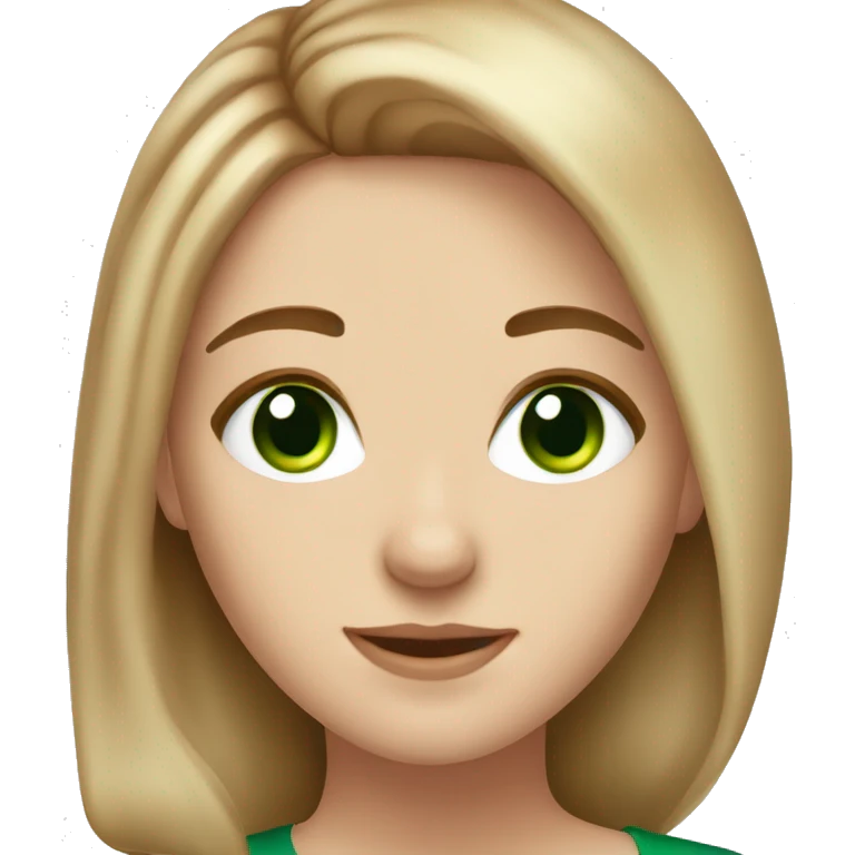 Beautiful white girl with light brown hair and vibrant deep green eyes emoji