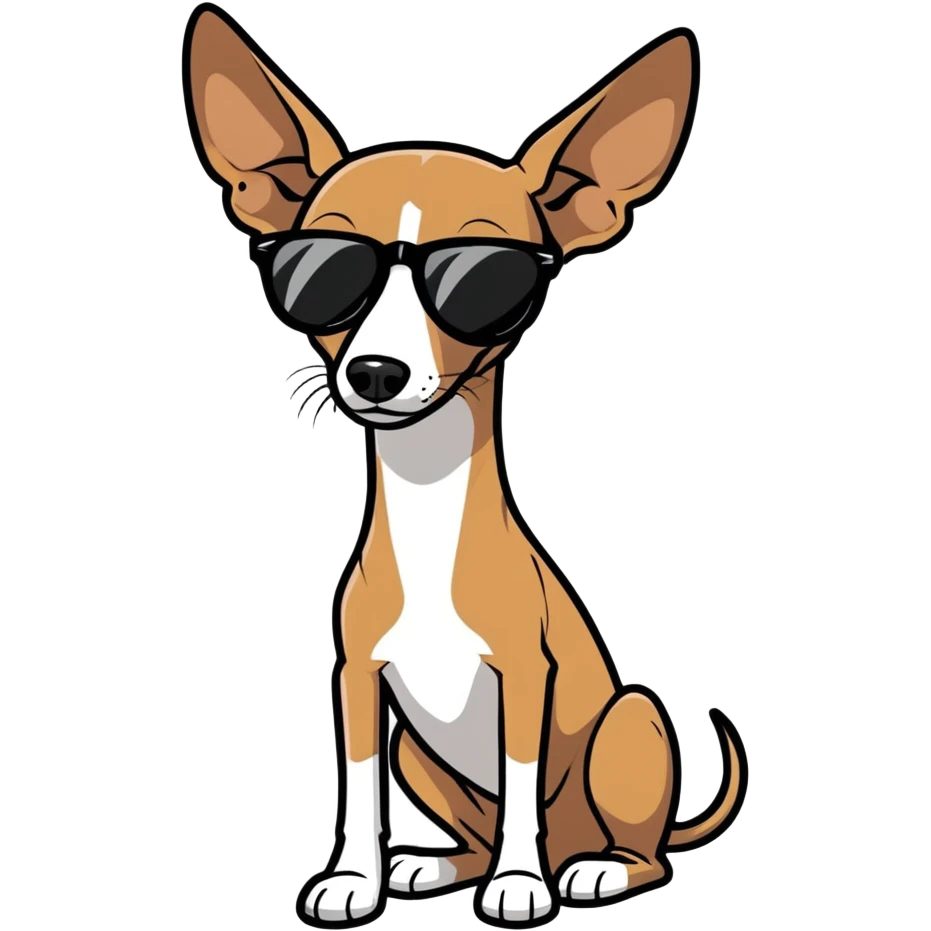 Brown Italian Greyhound wearing black wayfarers emoji