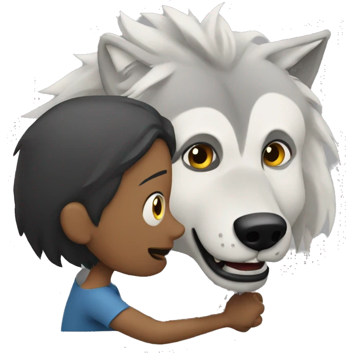 lobo cuidando da família emoji