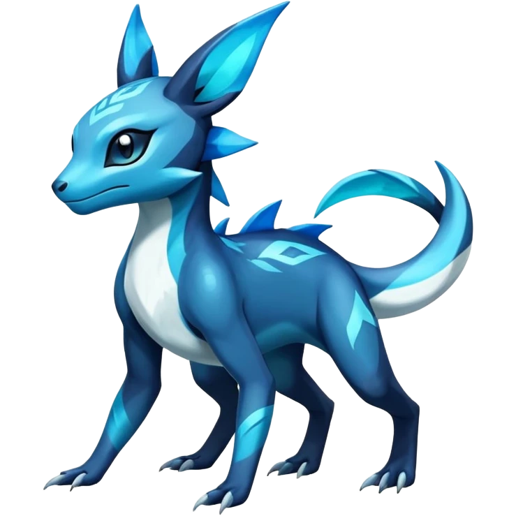 Colorful Dark Shiny Exotic Salandit-Aurorus-Glaceon-Fakémon-hybrid-creature (full body)  emoji