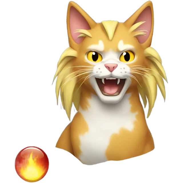 Cat using super saiyan 3 emoji